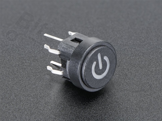 Micro switch push button (make contact) with illuminated 'power' symbol red